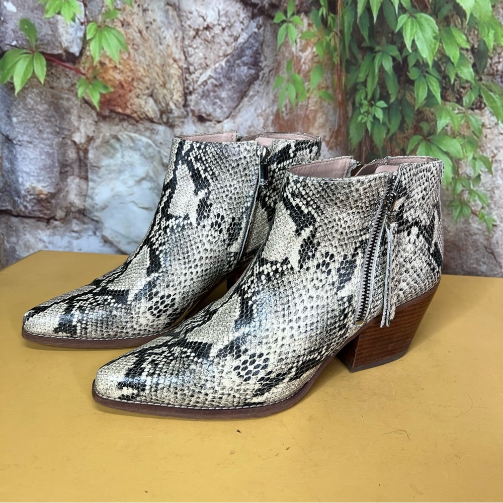 SAM EDELMAN Python Print Dual Zip Western Style L… - image 2